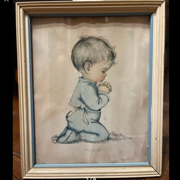 1970's " A Child's Prayer" Framed Art (SET) - Picture 2 of 9